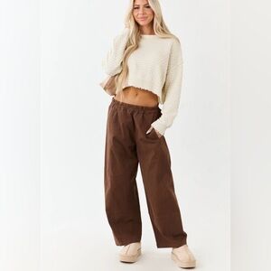 NWT Entro brown barrel tapered leg denim jeans